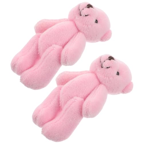 MUSISALY 2St Puppenhauspuppe Mini Mini plüschtiere Kleiner ausgestopfter Bär Kleiner Plüschbär kleine Bären Bär Plüsch Plüschbärenpuppe kurzer Plüsch Rosa von MUSISALY