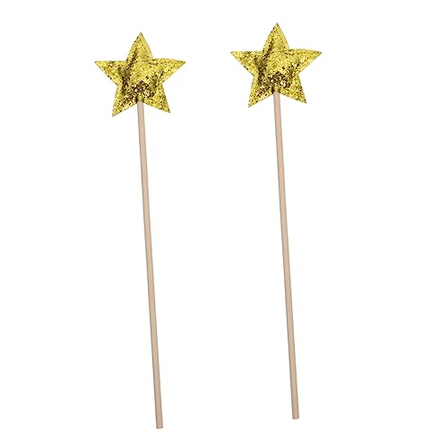 MUSISALY 2St Zauberstab Feenstab funkeln Prinzessin Zauberstäbe Stern-Kuchenaufsatz Kinder dekor Fairy Wand partyzubehör Kinder Feenstern-Engelsstäbe Fee Zauberstäbe hölzern Golden von MUSISALY