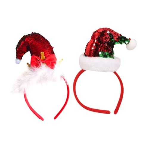 MUSISALY 2St weihnachts haarspangen christmas headband weihnachtsmütze stirnbänder weihnachtliche paillettenmütze Weihnachtskopfbedeckungen Gefälligkeiten für Weihnachtsfeiern Stoff von MUSISALY