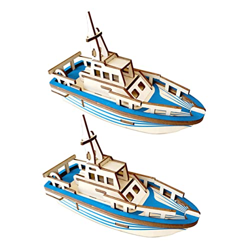 MUSISALY 2st Rettungsboot-Puzzle Krippenspielzeug Für Kinder Schiffsspielzeug Lernspielzeug Flugzeugspielzeug Für Kinder Boot-Modell- Kinder Rätsel Nautisches Segeln Bambus Blue von MUSISALY