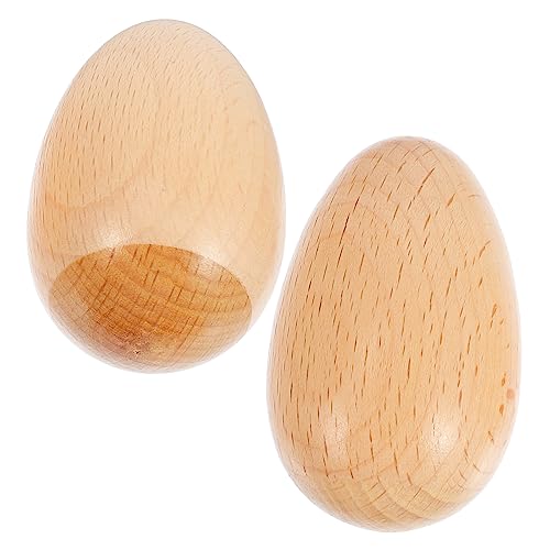 MUSISALY 2st Sand Ei Musikinstrument Eierbecher Für Babys Percussion-Musik-Ei Eier Maracas Maracas- Eierbecher Aus Holz Shaker Für Schlaginstrumente Buche von MUSISALY