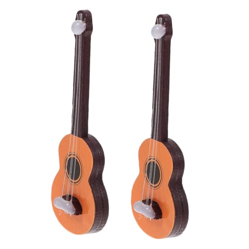 MUSISALY 2st Simulation Gitarre Miniatur-Ukulele Mini-gitarrenfigur Als Ornament Puppenhauszubehör Musikinstrumentenmodell Puppenhaus-miniaturgitarre Mini-gitarrenmodell Hölzern von MUSISALY