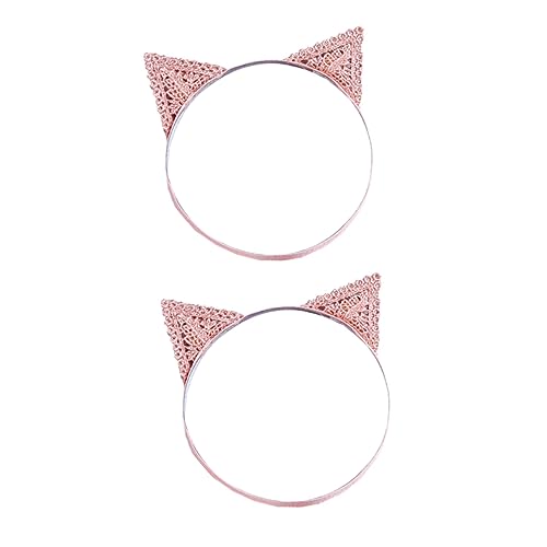 MUSISALY 2st Stirnband Für Kinder Katze Stirnband Cosplay Kätzchen Ohren Stirnband Haarband Mit Katzenohren Halloween-katzenohren Katzenohren Cosplay Katzenohren Haarreifen Rosa Stoff von MUSISALY