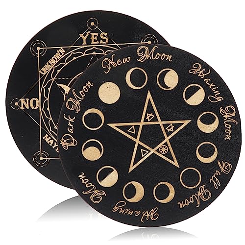 MUSISALY 2st Tarotkarten Aus Holz Altar Liefert Pendel-alphabettafel Wünschelruten Spirituell Ouiji-Brett Wicca-Altar-zubehör Wicca-zubehör Und Werkzeuge Pendelbrettdekoration Black Pappel von MUSISALY