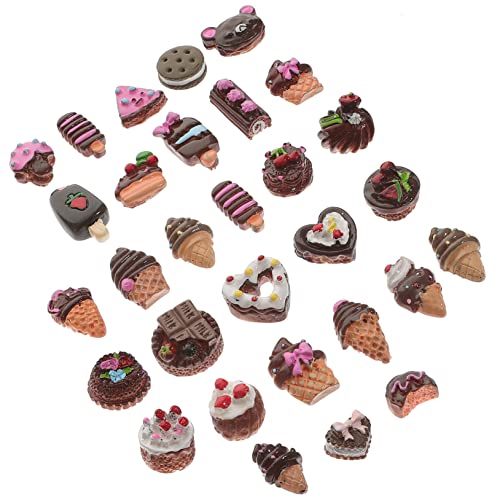 MUSISALY 30st DIY Harz Zubehör Mini-Cupcake Cupcakes Simulation Kuchen Dessert Miniatur-Food-Modell Mini-Kuchen Eiscreme-dekor Kuchen-halsketten-Charms Desserts Obstkuchen Plastik Coffee von MUSISALY