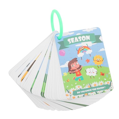 MUSISALY 34St saisonale Bewusstseinskarten frühes Lernspielzeug Lernkarten für den Kindergarten Wetter-Flash-Karten Pädagogisches Spielzeug Lustige Lernkarten kognitive Lernkarte Papier von MUSISALY