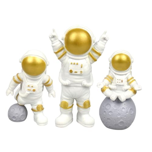 MUSISALY 3St Anzeige Astronauten-Spielzeug-Spielset Innenraum des Astronautenautos tortendeko Einschulung kinderzimmerdeko Kid Toys Tisch Astronautenmodell Astronautenfigur aus Harz Golden von MUSISALY