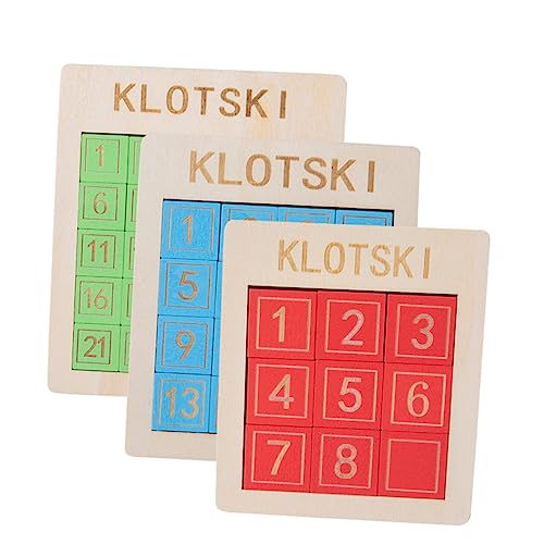 MUSISALY 3St Digitale Huarong-Straße Interaktives Zahlenspielzeug Spielset Schiebe-Zahlenrätsel Nummer interaktives Spielzeug Kinder Puzzle Rutschspielzeug Denksportspielzeug Holz Colorful von MUSISALY