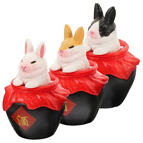 MUSISALY 3St Mini-Kaninchen-Ornament Kleiner Hase Miniatur-Hasen Hasenfigur Dekoration Schlafzimmer Bedroom Decor spielzeuge Gartendekoration Kleine Kaninchenstatuen für den Garten PVC von MUSISALY