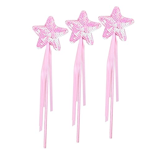 MUSISALY 3St Zauberstab Fairy Wand Spielzeug für Kinder glitzerstab Toy for The Teachers Fairy Tale Banddesign Feenstab Sternförmige Feenstäbe Exquisite Feenstäbe Zauberstäbe Stoff Rosa von MUSISALY