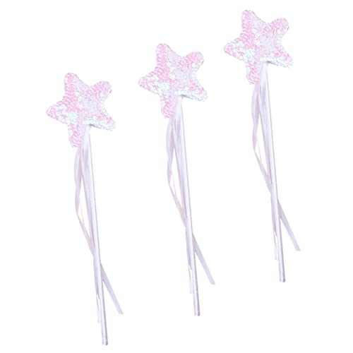 MUSISALY 3St Zauberstab Fairy Wand kinderkostüme Children Toys hühner Spielzeug Glitzer-Outfit Glitzersterne Zauberstäbe Spielzeug Hexenstab glänzendes Feenrutenspielzeug Plastik Weiß von MUSISALY