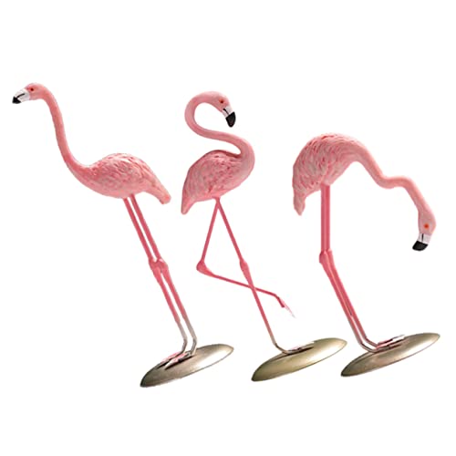 MUSISALY 3st Desktop-Dekoration Ornamente Büro Flamingo-vogelstatue Tischmodell Flamingo Flamingo-gartendekoration Rosa Flamingo-Statue Flamingo-Ornament Flamingo-stütze Flamingo-Figur Harz von MUSISALY