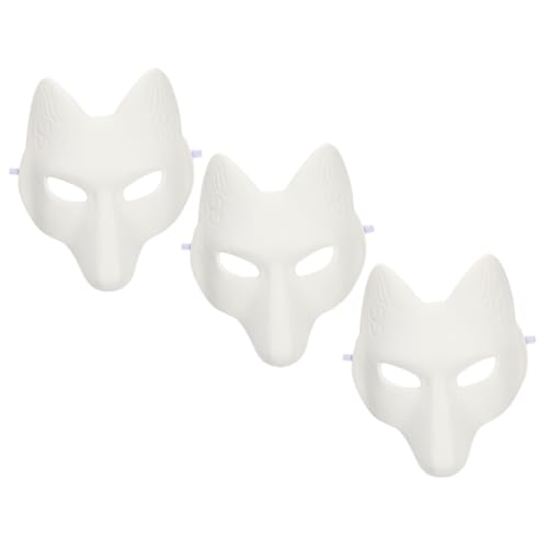 MUSISALY 3st Partymaske Schreimaske Kitsune-maskenhälfte Leuchtende Maske Kunstpelz Wolfsmaske Katzenmaske Anime-fuchs-maske Fuchsmasken Zum Dekorieren -maske Und Weiß Pu von MUSISALY