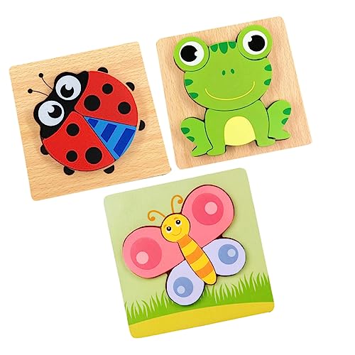 MUSISALY 3st Puzzles Aus Holz Lernpuzzle Für Babys Tier-Puzzle Für Kleinkinder Kleinkind-Tier-Puzzle Kinder Frühes Pädagogisches Spielzeug Puzzlespielzeug Für Kinder Gehirnspielzeug Hölzern von MUSISALY