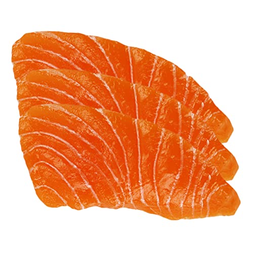 MUSISALY 3st Simulation Lachs Fake Food Realistischer Lachs Künstliche Lebensmittel-Requisiten Fischfleisch Modelle Lachsförmige Modelle Präsentieren Sie Künstlichen Lachs Orange PVC von MUSISALY