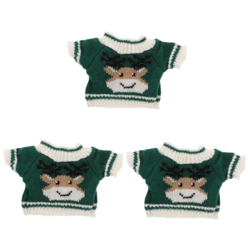 MUSISALY 3st Spielzeugbär-Pullover Stofftier Weihnachtspuppenzubehör Puppenkostüm Puppenkleidung Für Kinder Bären Für Babys Gestrickte Weihnachtsmannkleidung Bärenparty Green Garn von MUSISALY