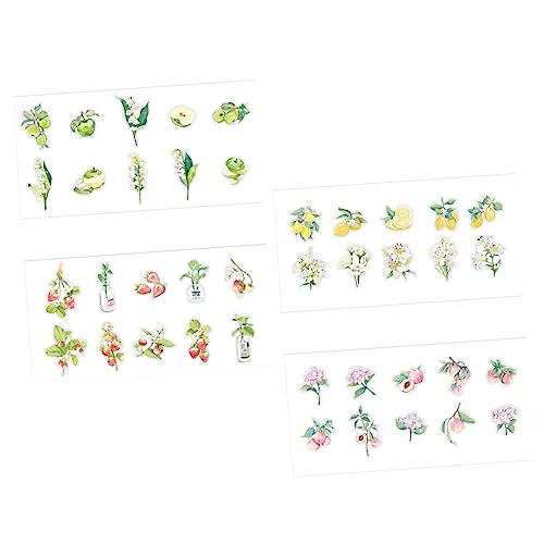 MUSISALY 4 Sätze Heißprägeaufkleber Pflanzendekor grüne Haustieraufkleber grüne Aufkleber Scrapbooking Sticker Scrapbook Stickers Blumenfruchtserienaufkleber Computer-Aufkleber das Haustier von MUSISALY