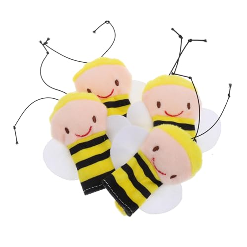 MUSISALY 4 Stück Bienen-Fingerpuppenspielzeug interaktives Fingerpuppe weiche Fingerpuppen Puppenspielzeug zum Geschichtenerzählen Fingerpuppen Tierpuppen Plüsch von MUSISALY