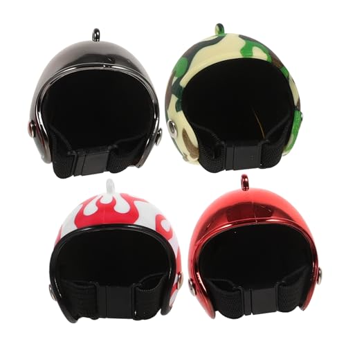 MUSISALY 4 Stück Haustier-Huhn-Helm Mini-Motorradhelme als Hähnchen Schutzhelm Hamster Kaninchenstall sonnenbrecher Vogelhelm Kopfbedeckungen für Haustiervögel Puppenhelm Eisen von MUSISALY