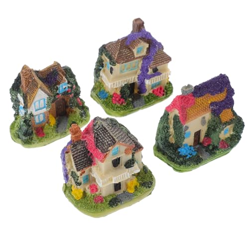 MUSISALY 4 Stück Mikro-Szenen-Ornamente Häuser Miniatur-Mini-Gartenhaus dekorative Wohnaccessoires Hausdekoration Home Decor wohnungsdeko Mikro-Landschaftsschmuck Mini-Hausmodell Harz von MUSISALY