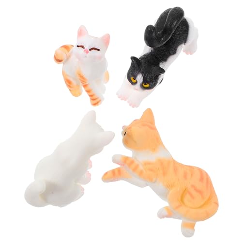 MUSISALY 4 Stück Miniatur Katzenfigur Set Für Puppenhaus Dekorative Kätzchen Statue Für Mikrolandschaften Ideal Gartenfigur Oder Puppenhaus Zubehör Niedliche Katzenmodelle Für von MUSISALY