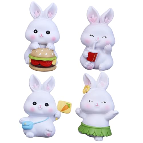 MUSISALY 4 Stück Ornamente Mikrolandschaft Hase Puppe Spielzeug Häschen-Statue Spielzeug Für Babypuppen Autos Cupcake Topper Auto Dekorative Häschenstatuen Miniatur-häschen- Harz von MUSISALY