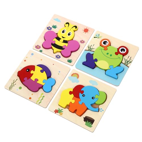 MUSISALY 4 Stück Puzzle-Puzzle Lernspielzeug Für Kleinkinder Puzzle Für Kinder Kleinkindspielzeug Kinderrätsel Im Alter Von 3-5 Jahren Elefant-Puzzle Puzzle in Tierform 3D-rätsel Hölzern von MUSISALY