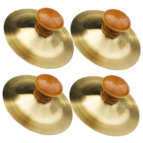 MUSISALY 4 Stück Schlaginstrument Für Kinder Handbecken Becken Für Kinder Bauchtanz-Becken Spanische Fingerbecken Babypercussion Mini-Becken Kleine Fingerbecken Zill Golden Metall von MUSISALY