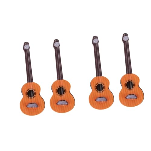 MUSISALY 4 Stück Simulation Gitarre Miniaturgitarrenmodell Musikinstrumentenmodell Miniatur-Ukulele Puppenhaus-miniaturgitarre Puppenhauszubehör Mini-gitarrenmodell Light Brown Hölzern von MUSISALY