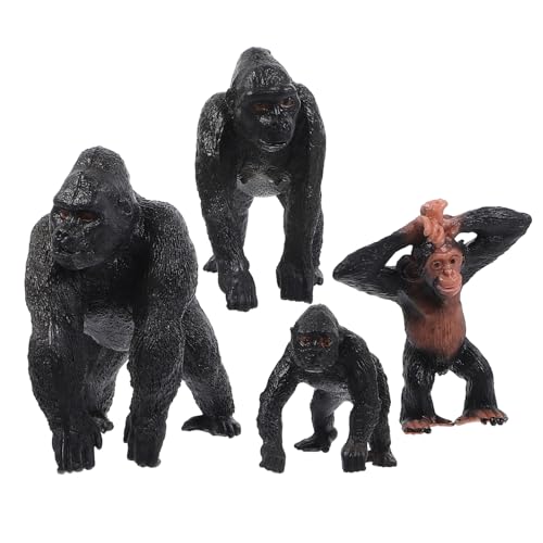 MUSISALY 4 Stück Simulation Tierfigur Zootierfiguren Tiere Spielzeug Minispielzeug Für Kinder Wilde Tiere Wildtiere Modelle Nachgemachtes Tierspielzeug Schimpansen-Statue Tierstatue Plastik von MUSISALY