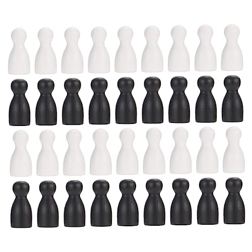 MUSISALY 48 Stück Brettspiel Schachfiguren Statue des Schachkönigs Schachfiguren Schachskulptur Schach-buchstützen Flugschach Schachfigur Lernspielzeug Holz Black von MUSISALY