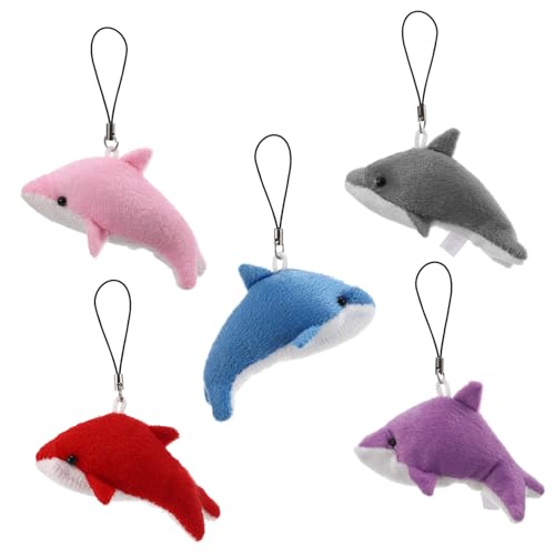 MUSISALY 5St Delphin Bauchtasche Stofftier Figur Stoff Delfine Delphin Plüsch Schlüsselanhänger Stoff Delphin Kette Schultüte Dolphin Delphin Mitgebsel Schlüsselanhänger Plüsch von MUSISALY