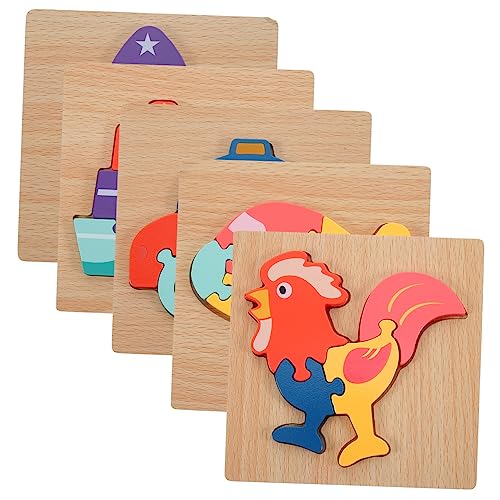 MUSISALY 5St Kinder holzspielzeug Holzpuzzle für Kinder Montessori-Spielzeug Rätsel in Tierform Kleinkind-Puzzle Kleinkindspielzeug Lernpuzzlespielzeug Holzpuzzle für Kleinkinder hölzern von MUSISALY