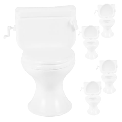 MUSISALY 5St Toilettenmodell Toilettenspielzeug für Babys Miniatur-Toilettensitz puppenhaus Toilette Puppenhaus-Toilette Spielzeug Mini-Hausmöbel kleine Hausmöbel Abs Weiß von MUSISALY