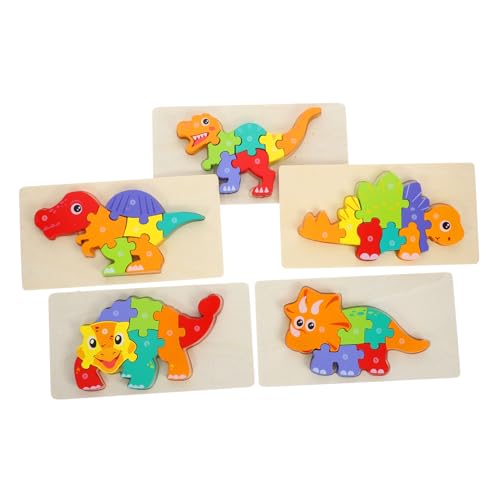 MUSISALY 5st Dinosaurier-Puzzle Kleinkindspielzeug Puzzle Für Kinder Lernspielzeug Buntes Puzzle Für Kleinkinder Lernrätsel Kinderpuzzle Tierpuzzle Für Kleinkinder -Puzzle Holz von MUSISALY