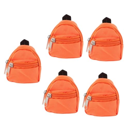 MUSISALY 5st Puppenrucksack Mikro-szenen-Ornament Zubehör Für Die Puppenhausschule Mini-hausdekoration Mini-Schultasche Puppen-klassenzimmer-spielset Decora-Puppe Schultüte Orange Stoff von MUSISALY