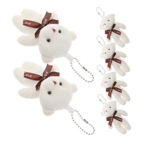 MUSISALY 6 STK Teddybär-anhänger Mini-kuscheltiere Masse Mini-bär-stofftierspielzeug Schlüsselanhänger Bär Kleine Bären Stofftier-schlüsselanhänger Minibären Bär Plüsch Weiß Pp Baumwolle von MUSISALY