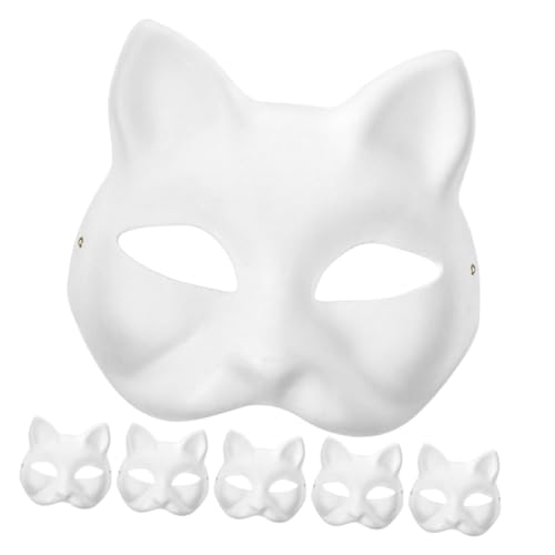 MUSISALY 6 Stück Leere Katzenmasken Unbemalte Performance Kostüm Masken Für Cosplay Ideal Für Karneval Halloween Und Kostümpartys Kreative Bastelmasken Aus Hochwertigem Material von MUSISALY