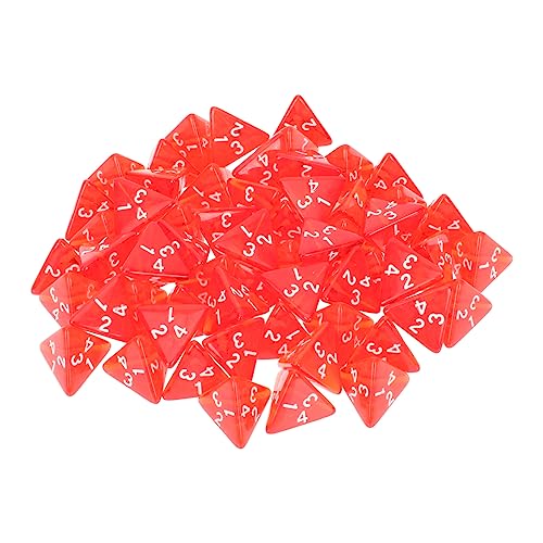 MUSISALY 60st Vier Seiten Würfel D4 Würfel Tischspiele Würfel Trpg-würfel RPG-Spiele Würfel Mehrseitige Polyedrische Würfel Tischspielwürfel Würfelspiel Dekorativ Spiel Würfel Acryl Rot von MUSISALY