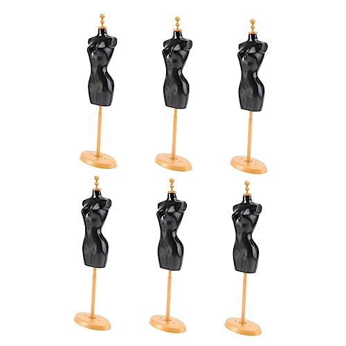 MUSISALY 6St Puppen Modell Halter Spielzeug Puppenkostümständer Puppenständer Mini-Actionfiguren puppenkleiderbügel Puppen kleiderbügel Puppenversorgung Puppenkostümhalter Plastik Black von MUSISALY