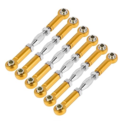 MUSISALY 6St RC Auto Stangengestänge gelbe Verstellbare Zugstange Gestänge für rc Spannschlösser aus Aluminium entferntes Auto RC-Stab Spannschlossstange Stangengestänge für LKW Yellow von MUSISALY