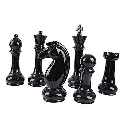 MUSISALY 6St Schach Ornamente Schachbrett schachcomputer schachfiguren Chess Schach Tischdekoration Schwarze Büroeinrichtung Büro-Schach-Ornament Schachdekor für den Haushalt Keramik Black von MUSISALY