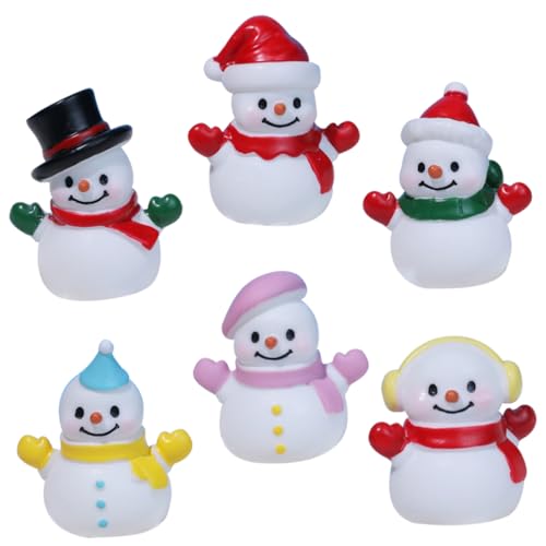 MUSISALY 6St Weihnachtsverzierung Schneemann-Dekoration Mini-Schneemann-Figur Schneemann-Sammelfigur winterdeko Cute Decoration weihnachtsschneemann dekor Weihnachtsfeier liefert Harz von MUSISALY