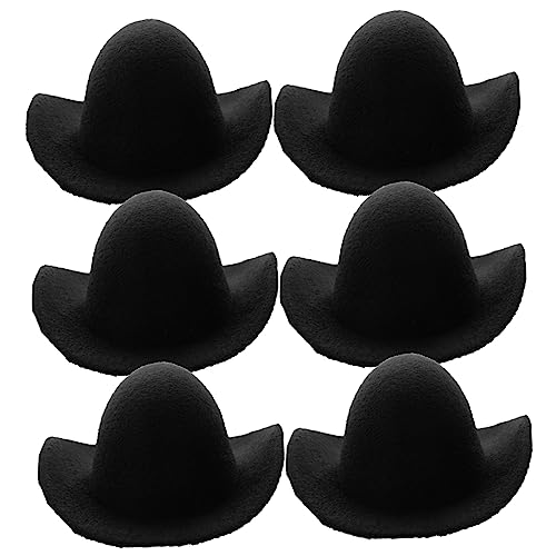 MUSISALY 6st Hutverzierung Hutminiatur Puppe Zylinder Kleine Hüte Für Puppendekoration Jeanshut Mini-Western-Cowgirl-Hut Mini-puppenhüte Miniaturhut Mini Mexikanischer Hut Stoff Black von MUSISALY