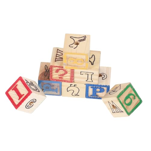 MUSISALY 8 STK Buchstaben aus Holzblöcken Papageienspielzeug selber Machen Futterspielzeug für Vögel holzbauklötze vogelspielzeug nymphensittich Parrot Toys Buchstabenblöcke aus Holz Bambus von MUSISALY