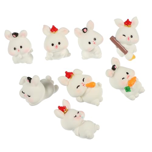 MUSISALY 8St in Hasenform kuschelhase Cuddly Bunny Cake Decorating miniaturen Figuren Miniaturfiguren Mikrospielzeug tischdeko Hasenfigur Miniaturkaninchen schmücken Harz Weiß von MUSISALY