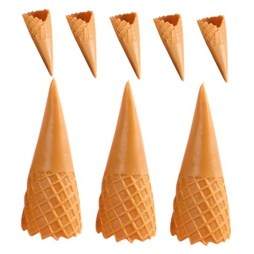 MUSISALY 8st Knuspriges Kegelmodell Eismaschine Für Modelle Für Eistüten Eiswaffeln Mini Künstliche Eiswaffel Entzückende Eistüte Schokoladenstreusel Light Brown PVC von MUSISALY