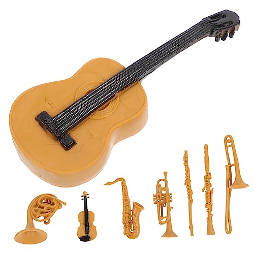 MUSISALY 8st Musikinstrument-Set-Modell Trompetenzubehör Musikalische Skulptur Instrumentenstatue Miniatur-Instrument-Spielzeug Dekorative Instrumente Horn-Trompeten-Statue Brown PVC von MUSISALY