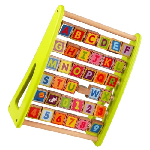 MUSISALY Alphanumerisches Gestell Zahlen-Alphabet-lernspielzeug Cartoon-Alphabet-Spielzeug Frühpädagogische Alphabettafel Kognitionsspielzeug Für Kinder Kognitionstafel Green Hölzern von MUSISALY