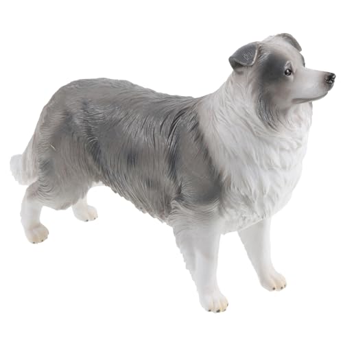 MUSISALY Border-Collie-modellspielzeug Süße Tiermodelle Cartoon-Hund-Ornament Schäferhundfiguren Hunde-kuchenstatuen Realistischer Welpe Schäferhund-Statue Hundefotoverzierung Grey Plastik von MUSISALY